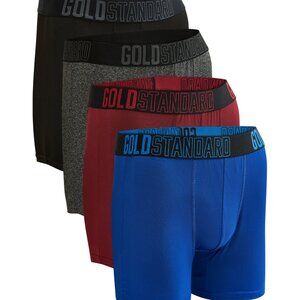 Gold Standard Mens 4-Pack Performance Boxer Briefs Athletic Underwear Small